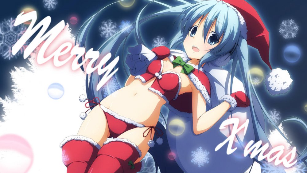 Konachan.com - 151151 blue_eyes blue_hair bow christmas hat hatsune_miku long_hair vocaloid yuzu.jpg