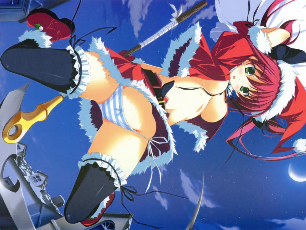 Konachan.com - 97286 airi breasts christmas green_eyes hat no_bra panties queen's_blade red_hair.jpg