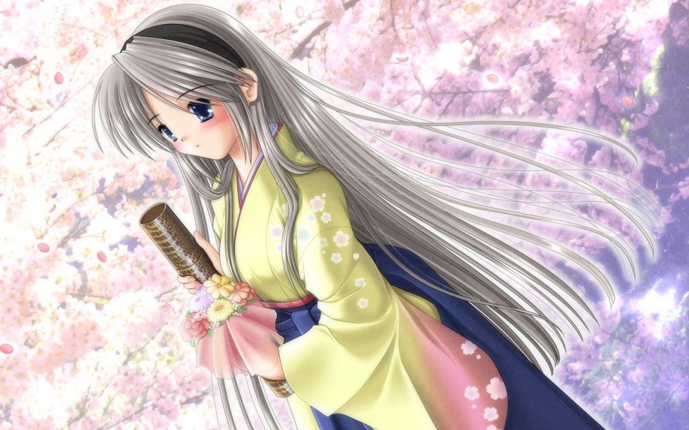 Konachan.com - 28924 blue_eyes clannad gray_hair headband japanese_clothes kimono long_hair saka.jpg