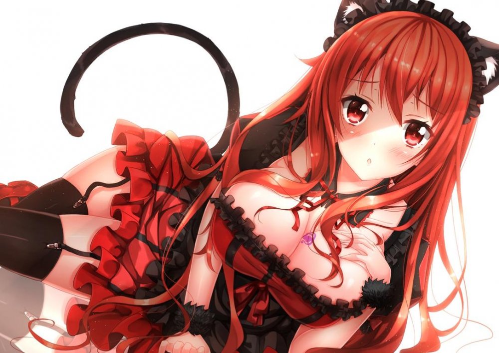 Konachan.com - 153144 blush breasts catgirl cleavage garter_belt maou_(maoyuu) maoyuu_maou_yuush.jpg