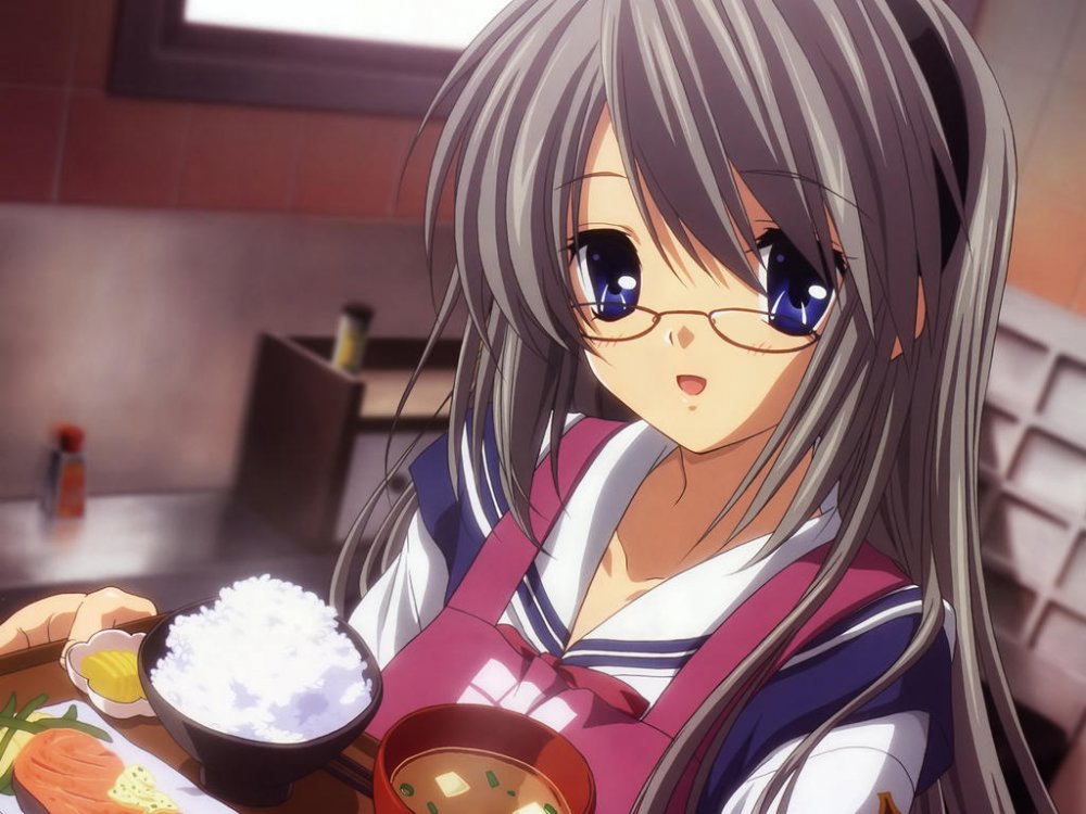 Konachan.com - 34543 blue_eyes clannad glasses gray_hair long_hair sakagami_tomoyo.jpg