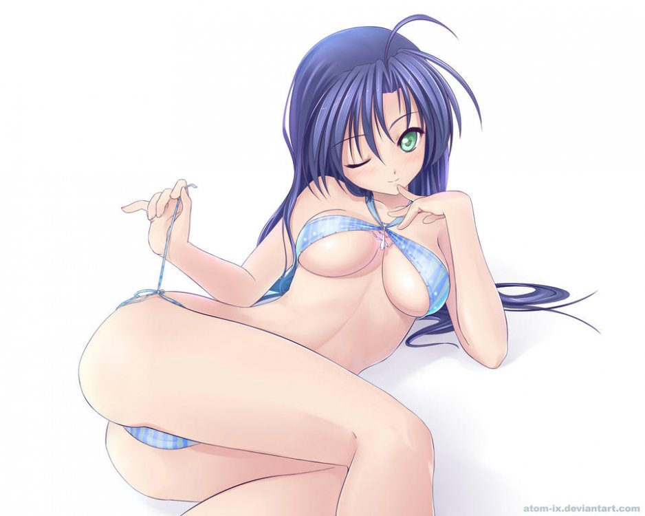 Konachan.com - 96138 atomix bikini blue_hair green_eyes swimsuit underboob watermark white wink.jpg