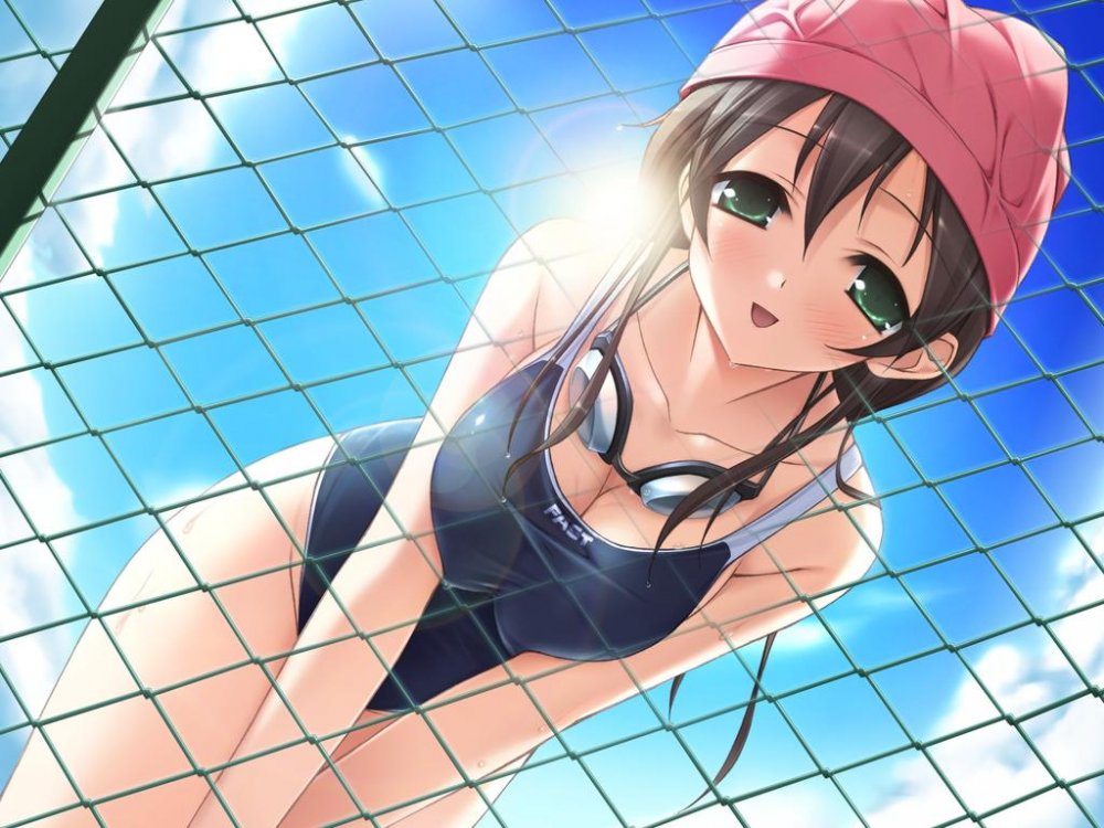 Konachan.com - 60575 cleavage game_cg green_eyes itou_hinako kantoku natsu_no_ame school_swimsui.jpg
