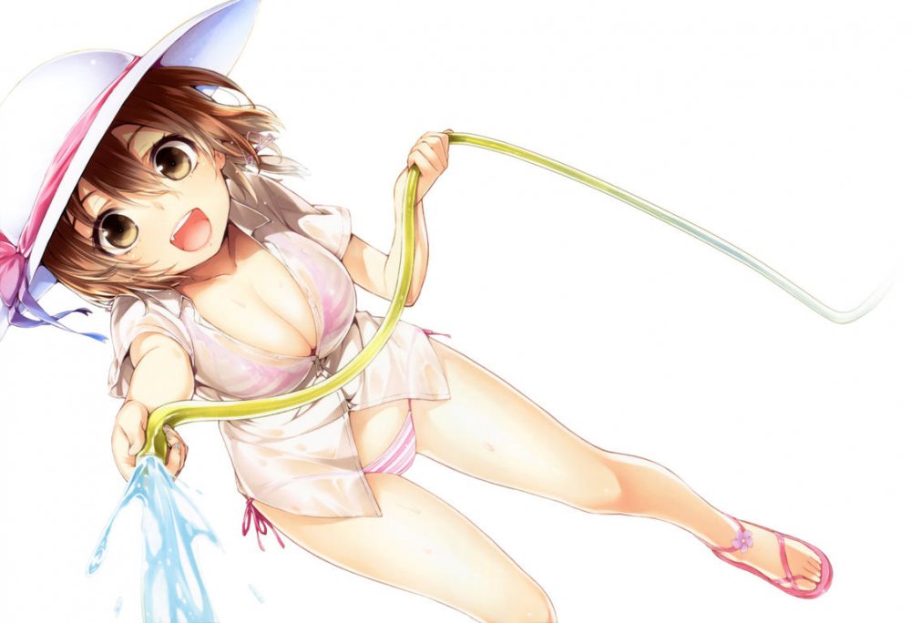 Konachan.com - 110977 bikini brown_eyes brown_hair buriki cleavage denpa_onna_to_seishun_otoko h.jpg