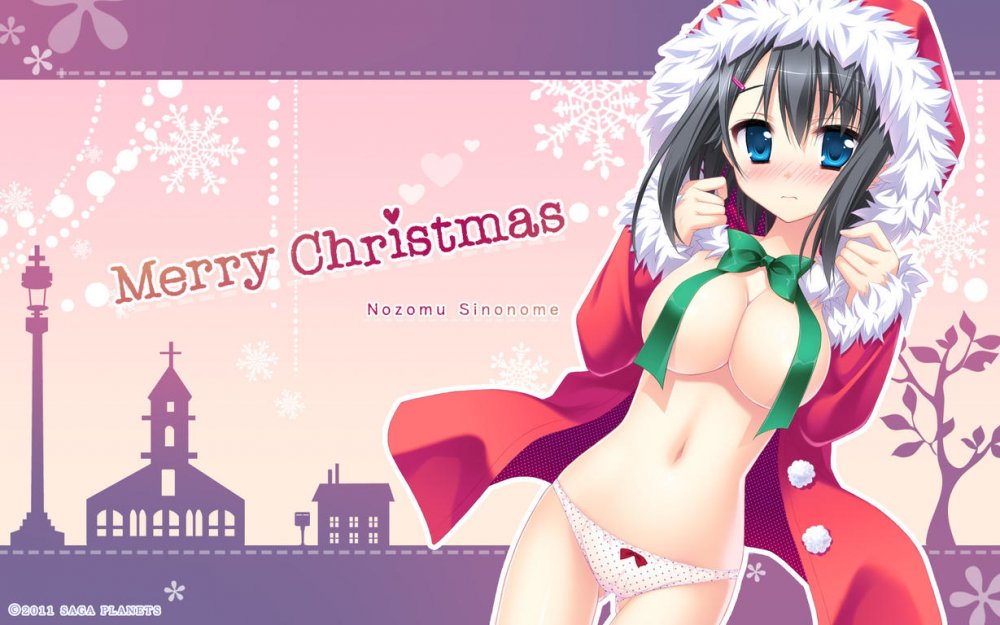 Konachan.com - 123020 blush breasts christmas hatsuyuki_sakura hontani_kanae no_bra panties saga.jpg