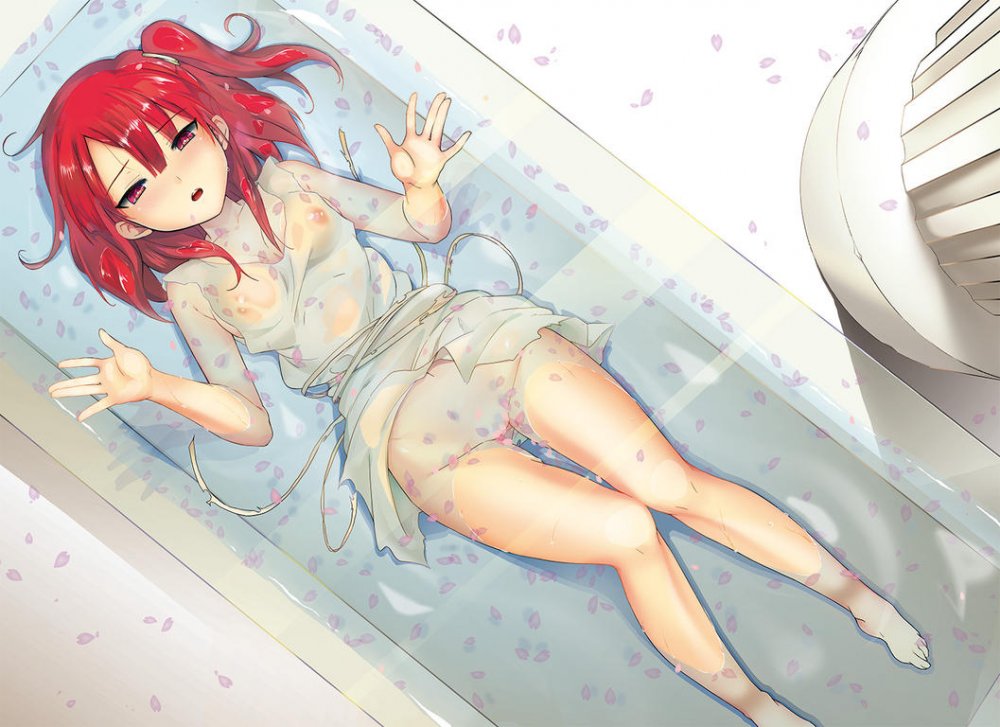 Konachan.com - 157871 dress magi_the_labyrinth_of_magic morgiana nipples petals red_eyes red_hai.jpg