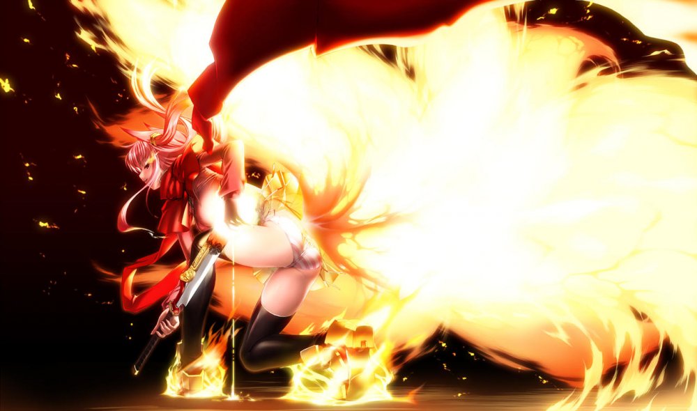 konachan-com-154980-animal_ears-fire-miss_black-panties-pink_hair-striped_panties-sword-tagme-ta.jpg